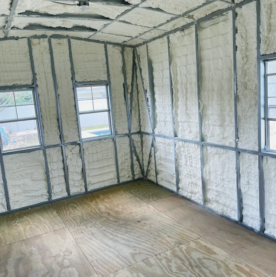 Closed-cell spray foam insulation applied to wall cavities in a residential project in Solvang